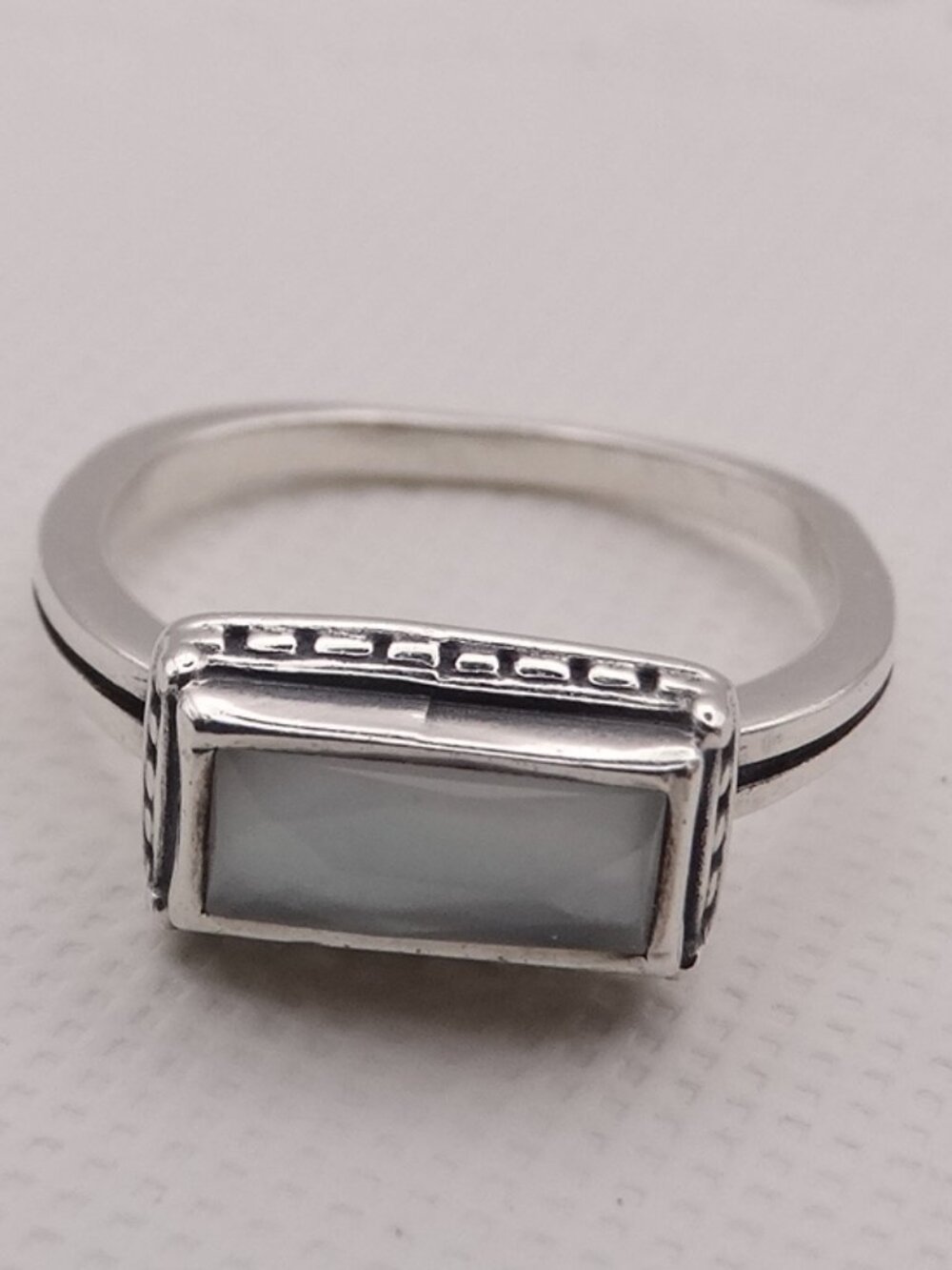 Retired James Avery Silver Palais Blanc Doublet White Ring Size 5